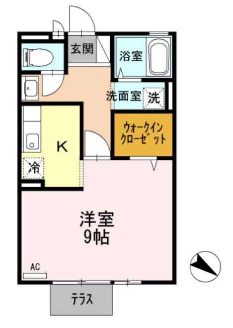 ルシェルコート(ワンルーム/1階)の間取り写真