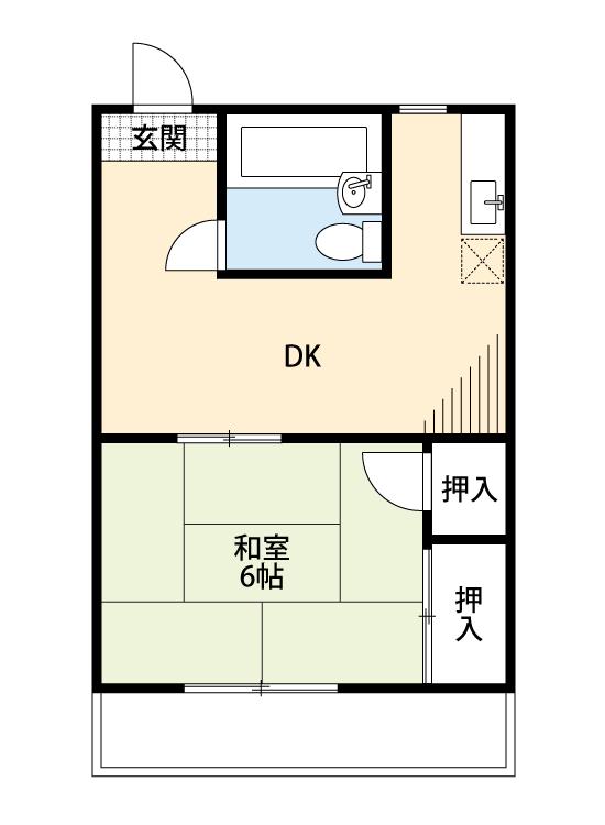 ビラ東海(1DK/1階)の間取り写真
