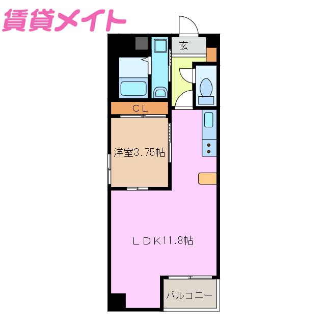 S-FORT鈴鹿(1LDK/5階)の間取り写真
