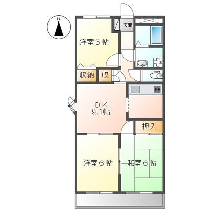 ソフィア花北(3DK/1階)の間取り写真