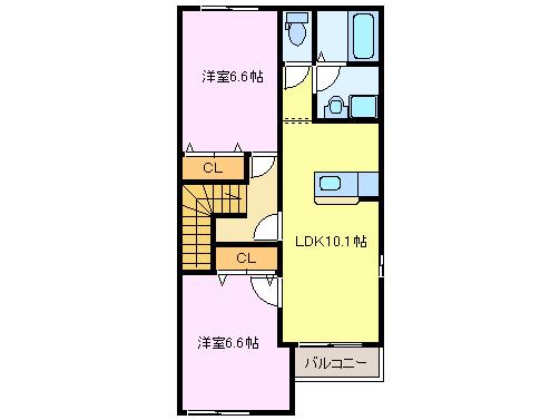 グレイスビラ・桜島(2LDK/2階)の間取り写真