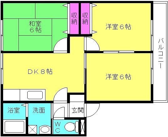 サンガーデン1 C棟(3DK/1階)の間取り写真
