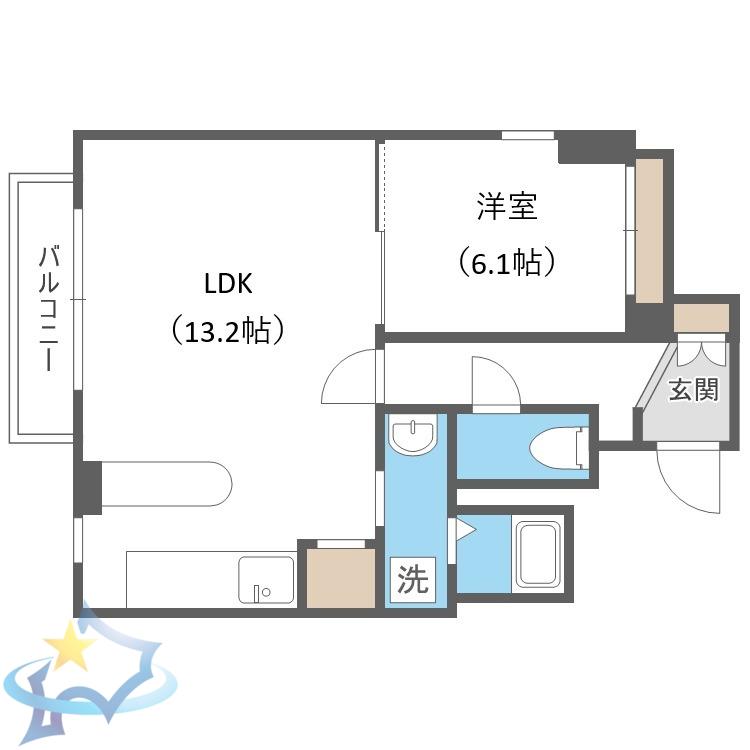HK大通ハイム(1LDK/4階)の間取り写真