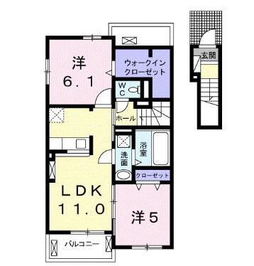 ブルー エトワール O(2LDK/2階)の間取り写真