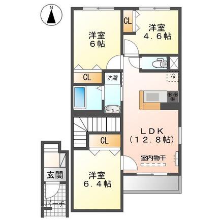 グランディールHANA(3LDK/2階)の間取り写真