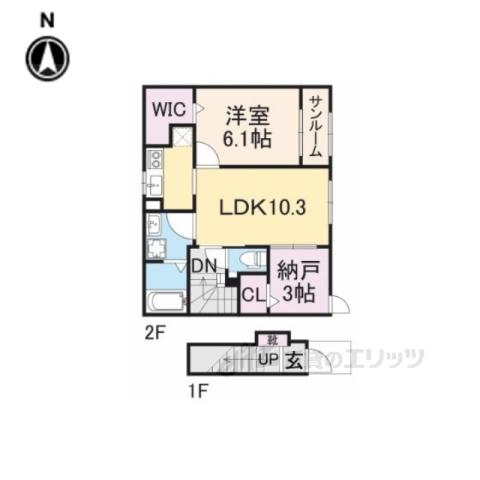 アップフィールド 共栄 Ⅱ(1LDK/2階)の間取り写真