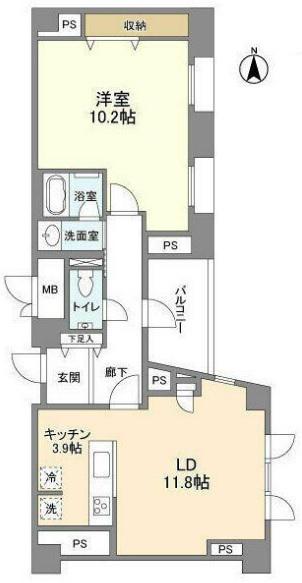 パティオ南麻布(1LDK/5階)の間取り写真