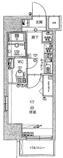 プレステージ西台ステーションフロント(1K/6階)の間取り写真