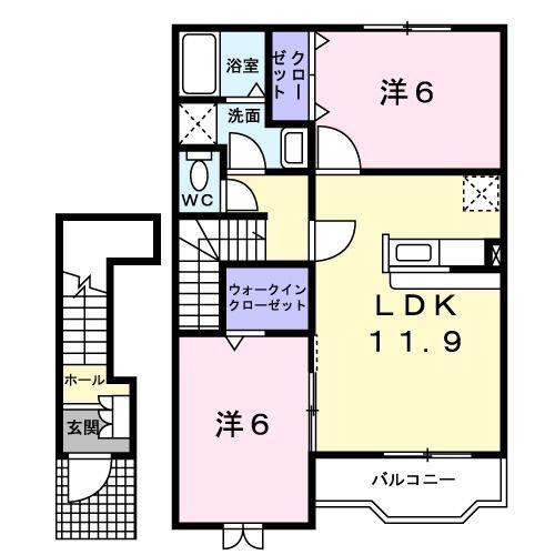 アルシオネ 響(2LDK/2階)の間取り写真