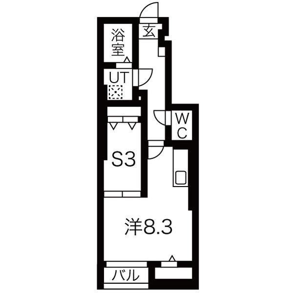 LUNEIIB棟(1LDK/1階)の間取り写真