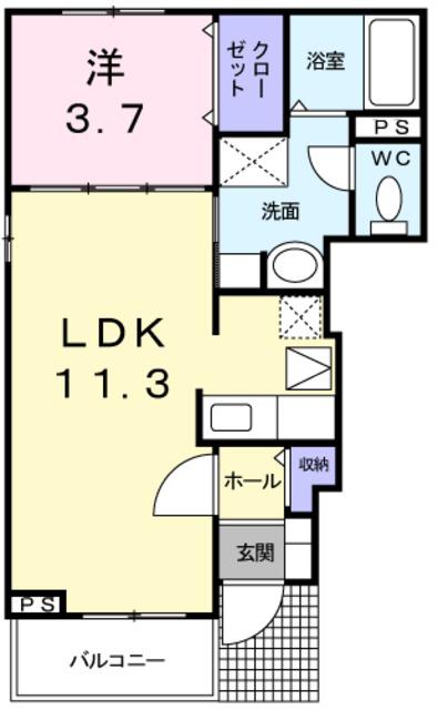 メゾンジャスティスA棟(1LDK/1階)の間取り写真