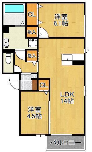 A-GARDEN 門司(2LDK/1階)の間取り写真