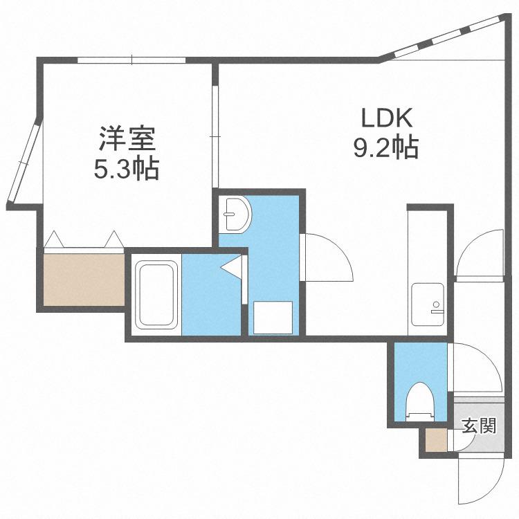 デュオ平岸(1LDK/2階)の間取り写真