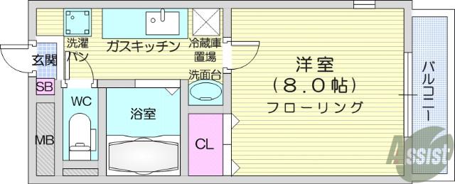 グランドール弐番館(1K/3階)の間取り写真
