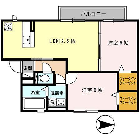シャローパディ(2LDK/2階)の間取り写真