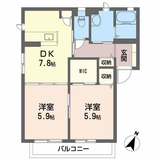 シャーメゾン松原(2DK/2階)の間取り写真