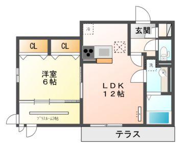 セジュールエピ(1LDK/1階)の間取り写真