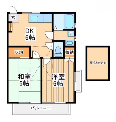 アベリアクレストB(2DK/2階)の間取り写真