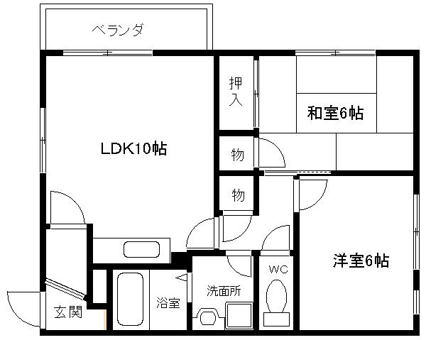 メゾン信貴(2LDK/2階)の間取り写真
