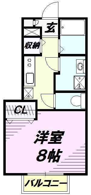 プライムヒルズ新所沢(1K/1階)の間取り写真