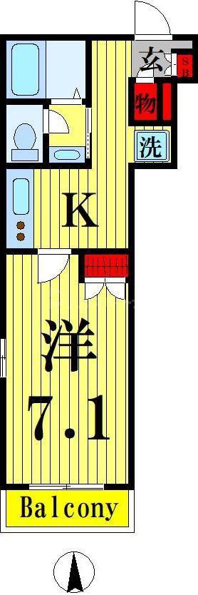 SAN SARA(1K/1階)の間取り写真
