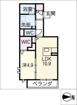 キャッスルピース城西(1LDK/2階)の間取り写真