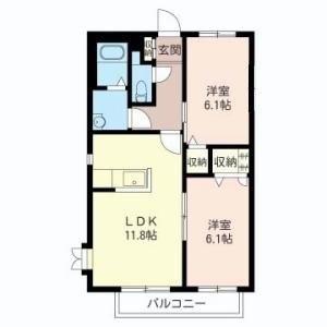  グランシードイコー(2LDK/1階)の間取り写真