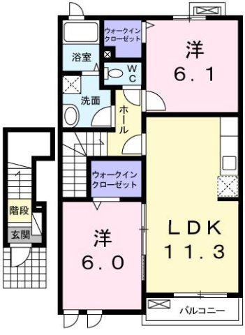 アンジュCMH(2LDK/2階)の間取り写真