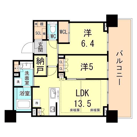 ベイシティタワーズ神戸ウエスト(2LDK/25階)の間取り写真