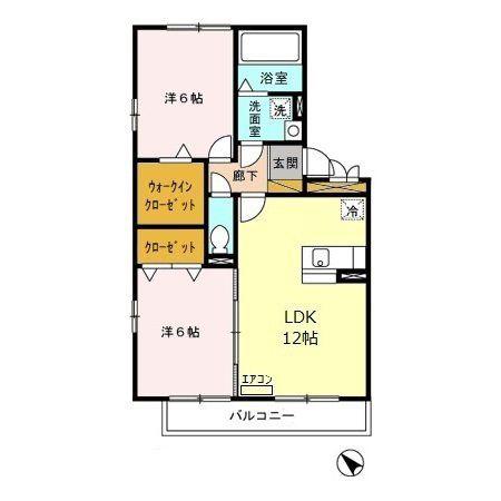 セジュールZEN弐番館(2LDK/2階)の間取り写真