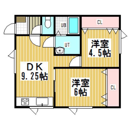 ピジョン高砂(2DK/2階)の間取り写真