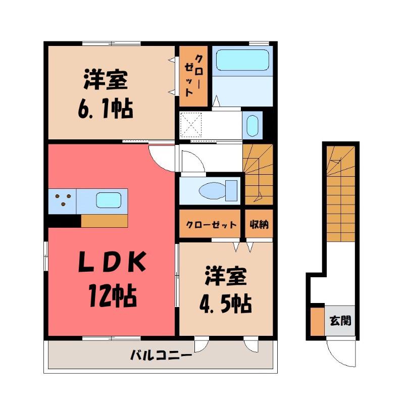 メゾン ゼフィール(2LDK/2階)の間取り写真
