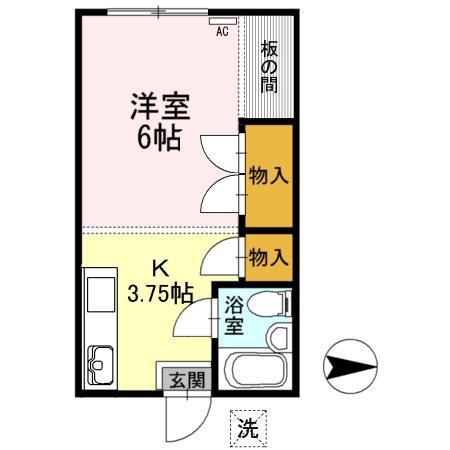 山岡ハイツ(1K/1階)の間取り写真