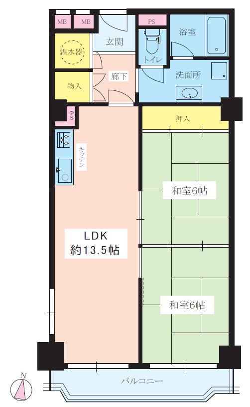 ローズコーポ新大阪第5(2LDK/9階)の間取り写真