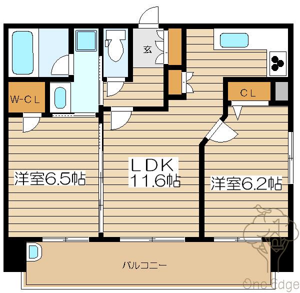 エステムプラザ梅田 茶屋町IIエアパークス(2LDK/9階)の間取り写真