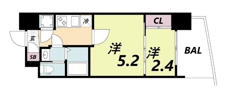 セレニテ神戸プリエ(1LDK/5階)の間取り写真