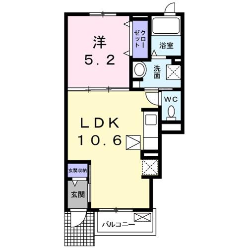 シャルメゾン(1LDK/1階)の間取り写真