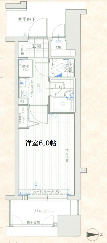 エスリード同心第2(1K/2階)の間取り写真