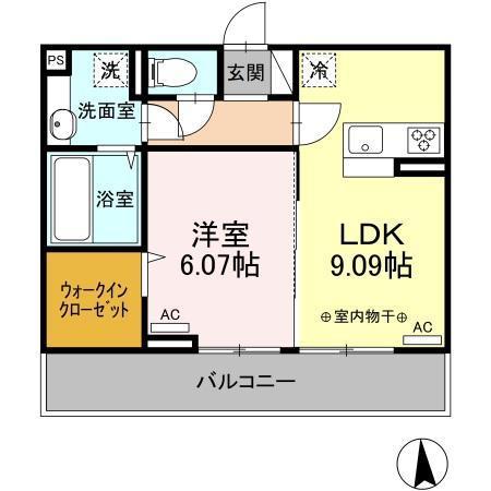 クロッシア前橋南町 B(1LDK/3階)の間取り写真
