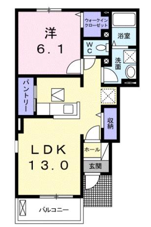 サンシーブルA(1LDK/1階)の間取り写真