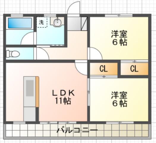 ベリーハイツ(2LDK/2階)の間取り写真