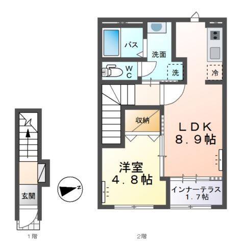 クストリッツア(1LDK/2階)の間取り写真