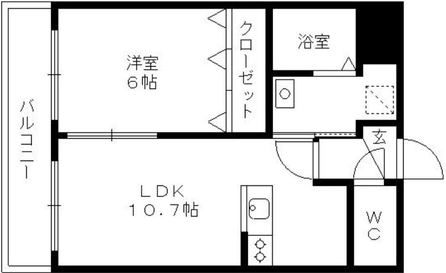 メルローズアソウ(1LDK/7階)の間取り写真