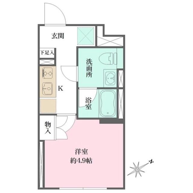 FIKA大井町(1K/4階)の間取り写真