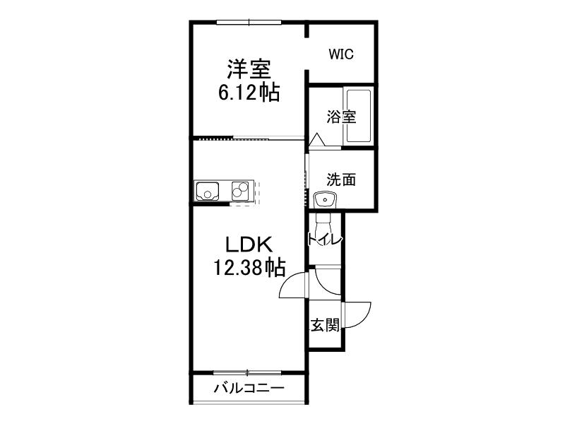 プラシードV(1LDK/1階)の間取り写真