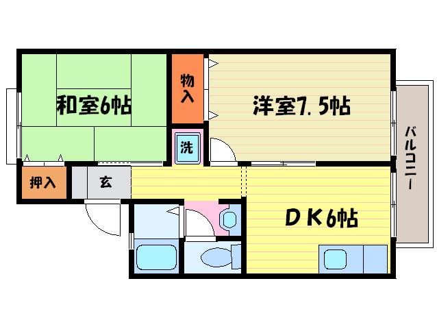 セジュール松月(2DK/2階)の間取り写真