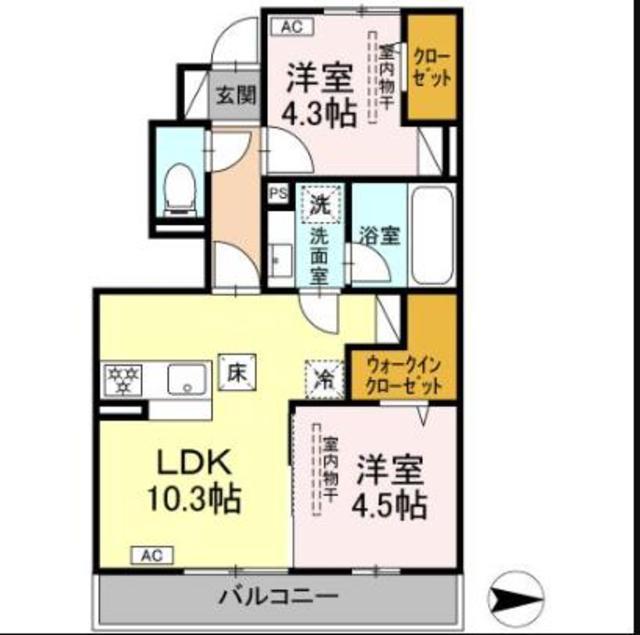 エスペランサ(2LDK/1階)の間取り写真