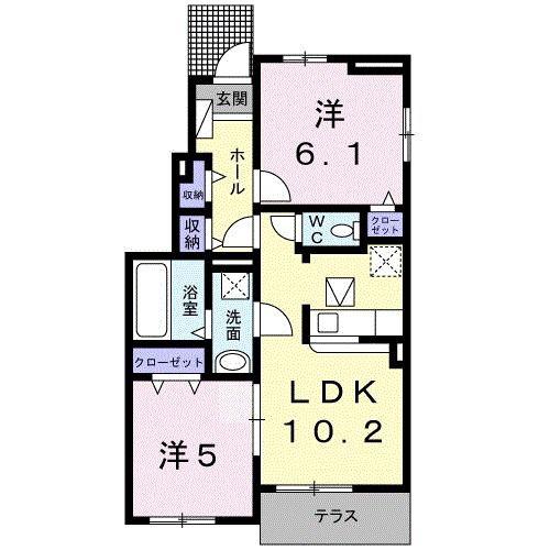 アグリ フォーリオD(2LDK/1階)の間取り写真
