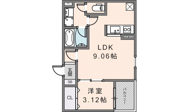 FSTYULE東大阪本庄1号館(1LDK/1階)の間取り写真