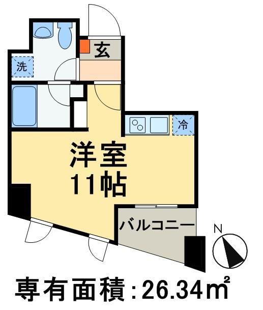 エンデュランス松戸(ワンルーム/6階)の間取り写真